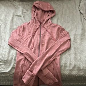 LULULEMON DEFINE JACKET W/ HOOD. SIZE 4. HEATHERED PINK. WORN ONLY ONCE.